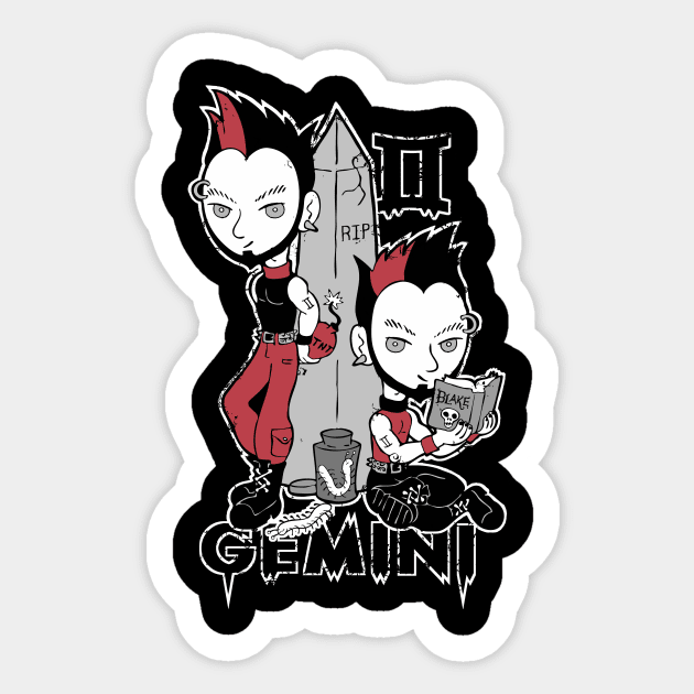 Creepy Cute Zodiac - Gemini 2.0 Sticker by NerdsyAeon